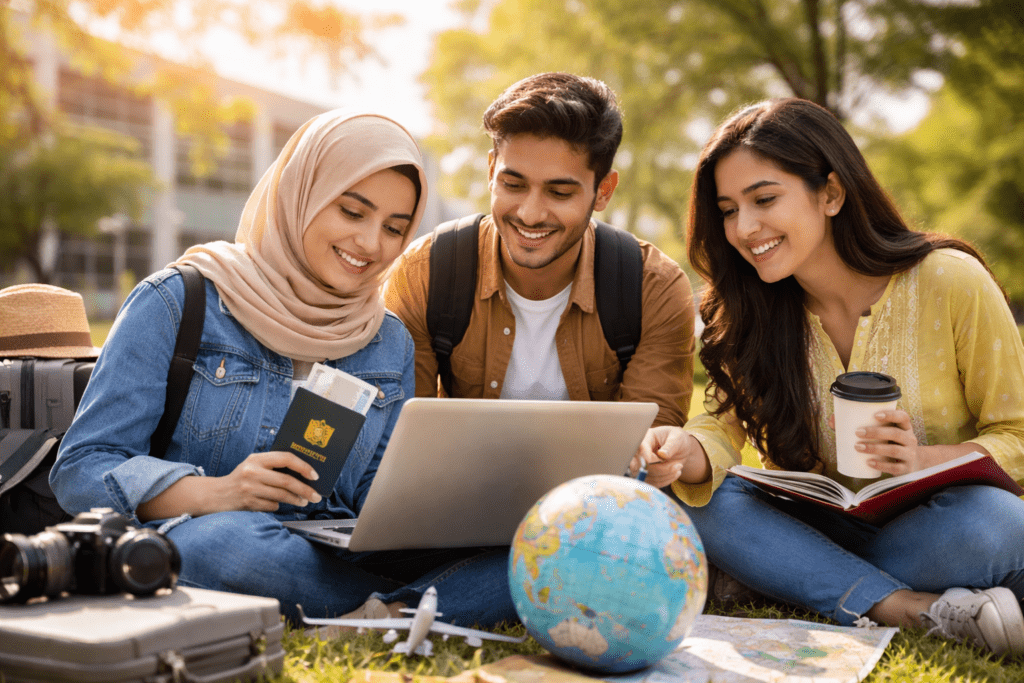 Pakistani students planning study abroad together