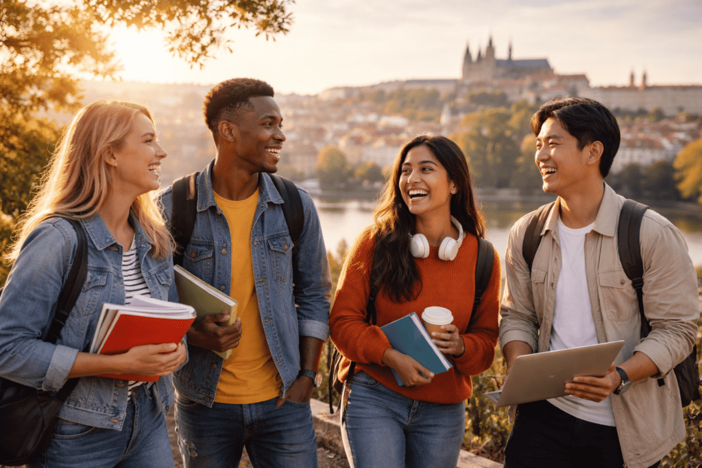 International students enjoying study life abroad together