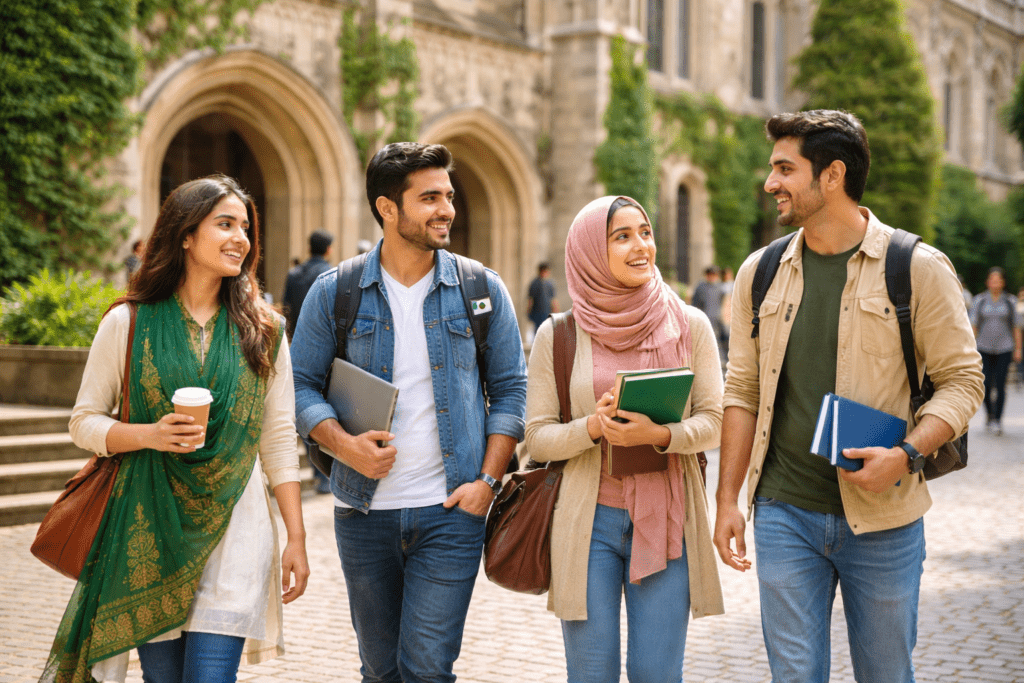 Pakistani students studying at European university