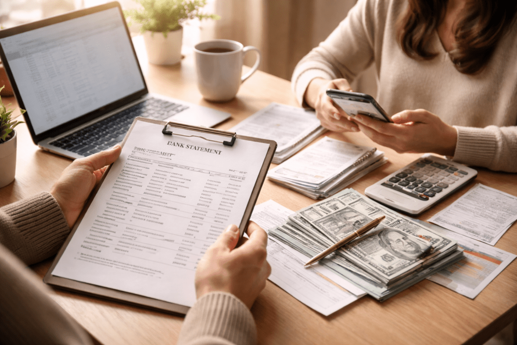 Financial documents and cash proof for visa