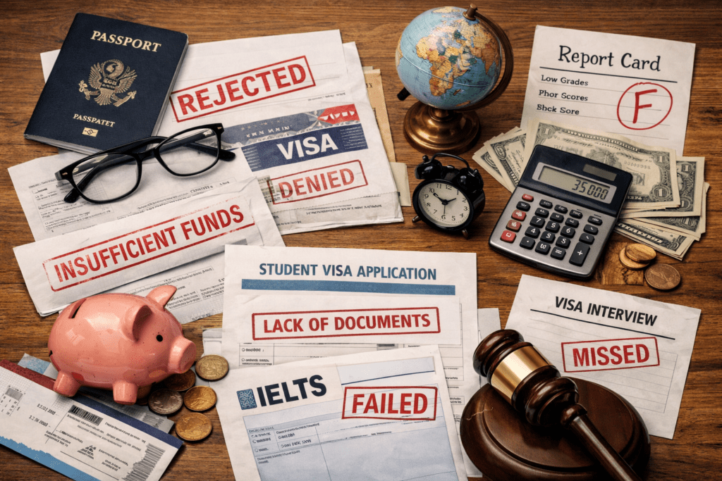 Student visa rejection documents and financial issues