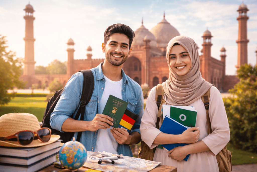 Pakistani students preparing documents for study abroad
