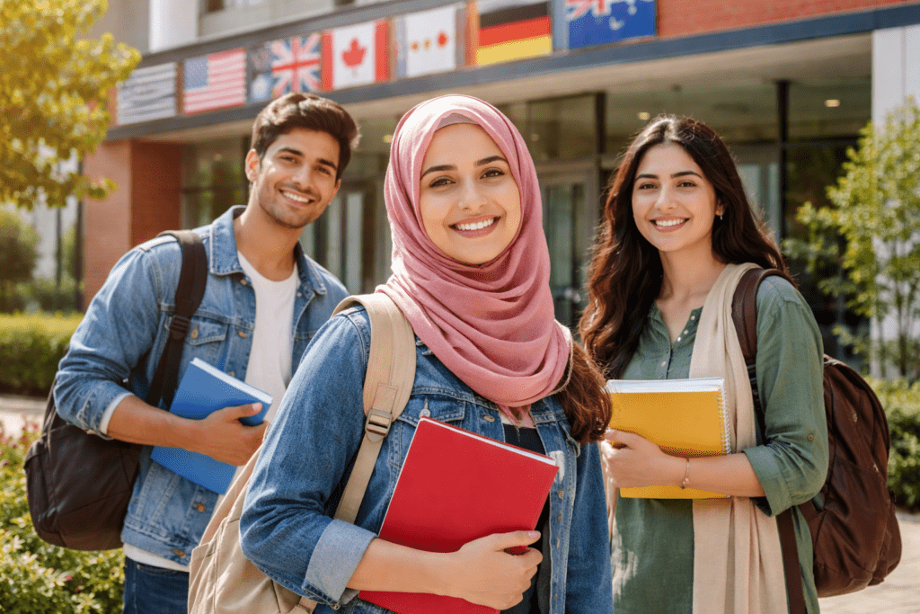 Pakistani students outside international study visa office