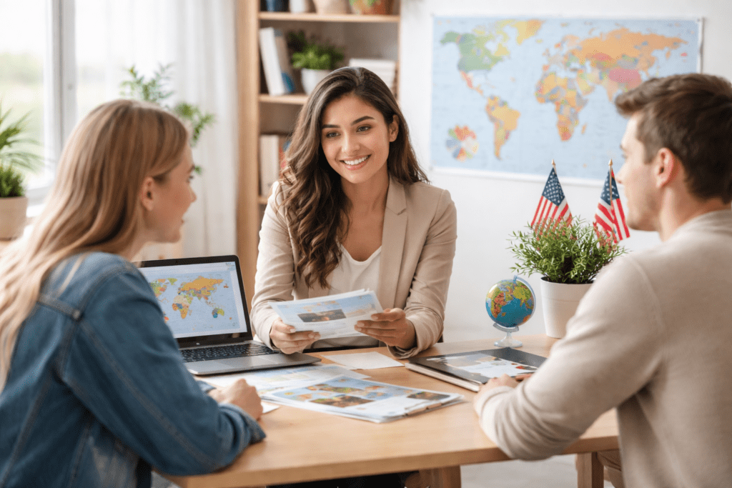 Study abroad counseling session with students