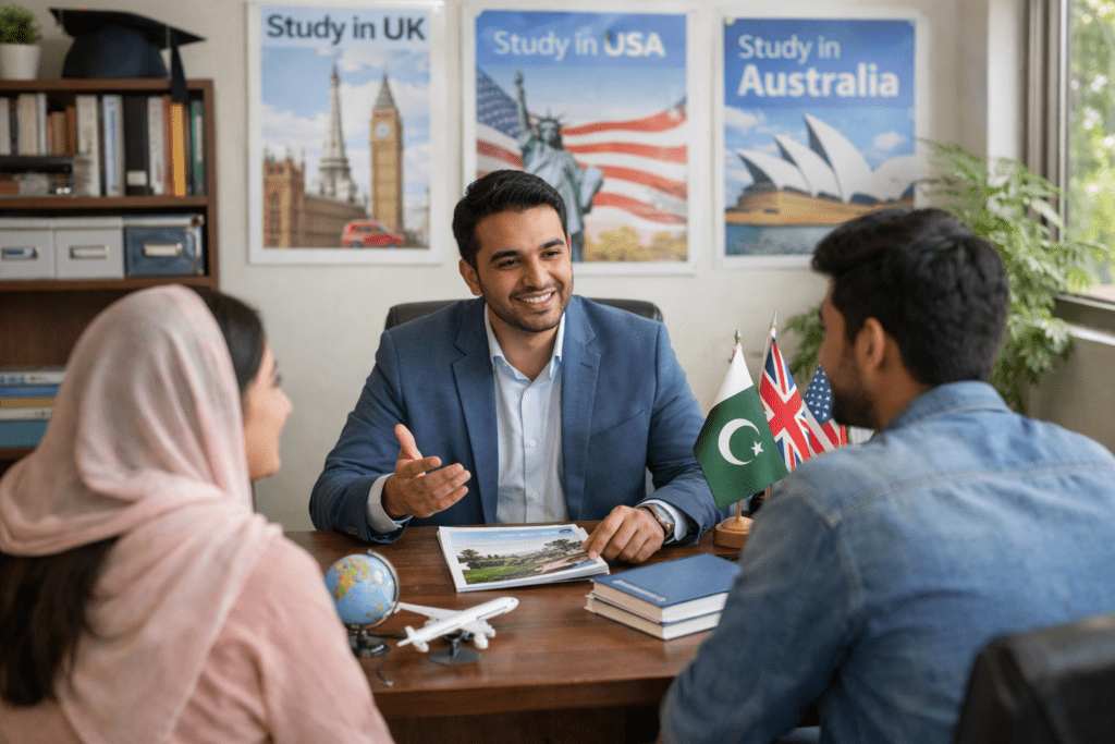 Study abroad consultant advising Pakistani students