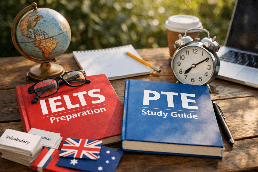 Study materials for IELTS and PTE preparation