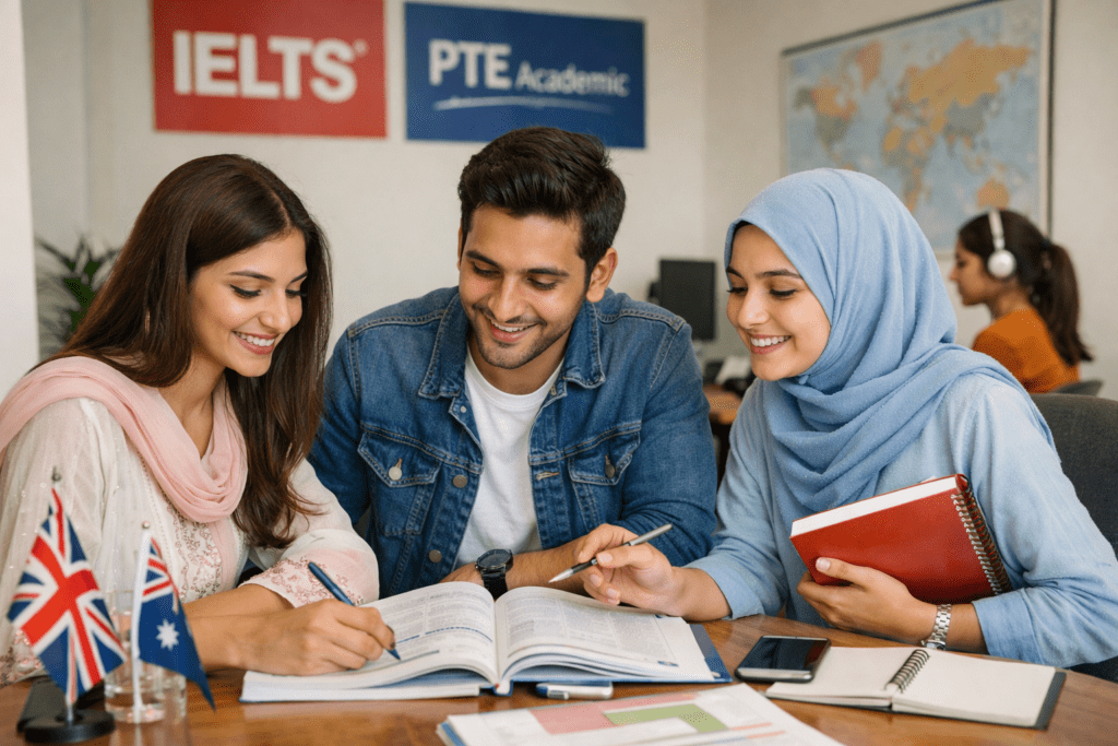 Students preparing IELTS and PTE together