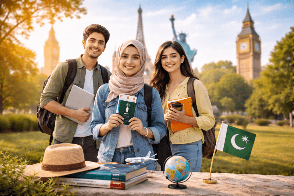 Pakistani students preparing for study abroad journey
